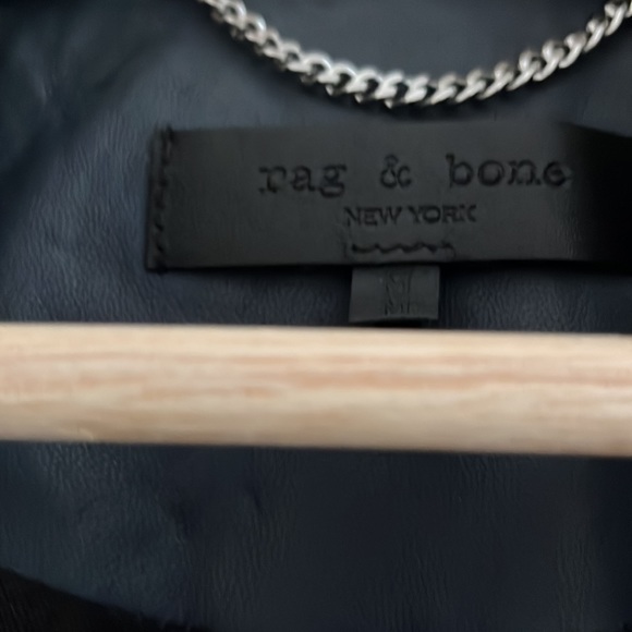 Blue Leather Biker Rag and Bone Jacket. - Picture 8 of 9